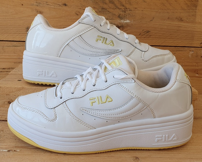 Fila Platform Low Leather Trainers UK7 US9.5 EU41 5FM01018 141 Triple White VintageTrainers