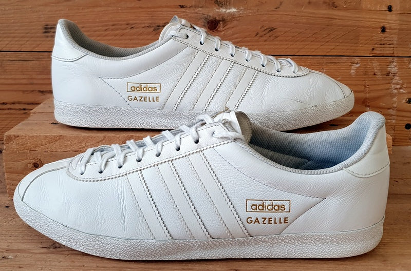 Adidas Gazelle Low Leather Trainers UK10 US10.5 EU44.5 B25214 White Gold