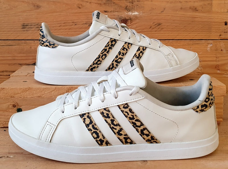 Adidas Neo Courtpoint Low Leather Trainers UK7 US8.5 EU40.5 FY8406 White Leopard VintageTrainers