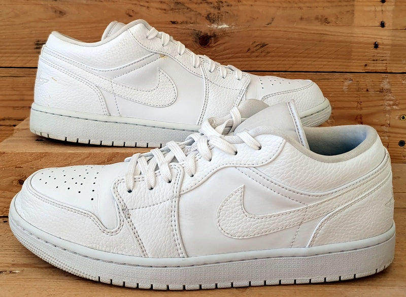 Nike Air Jordan 1 Leather Trainers 553558 130 Triple White UK10.5 US11.5 EU45.5 VintageTrainers