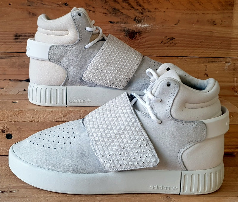 Adidas Tubular Invader Mid Suede Trainers UK3.5 US4 EU36 BA9370 White Light Grey