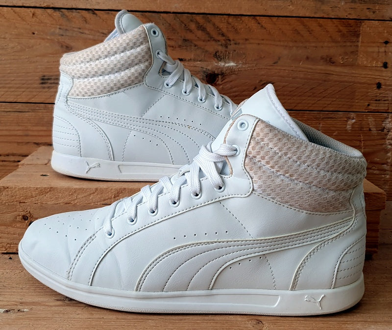 Puma Ikaz Mid Leather Trainers 363713 03 Triple White UK7 US9.5 EU40.5 VintageTrainers