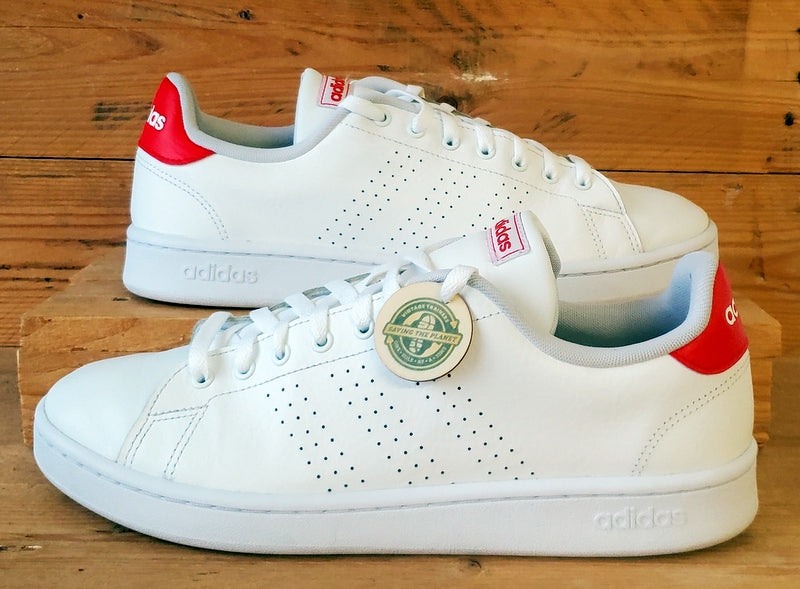 Adidas Neo Advantage Low Leather Trainers UK10/US10.5/EU44.5 F36422 White/Red  – VintageTrainers