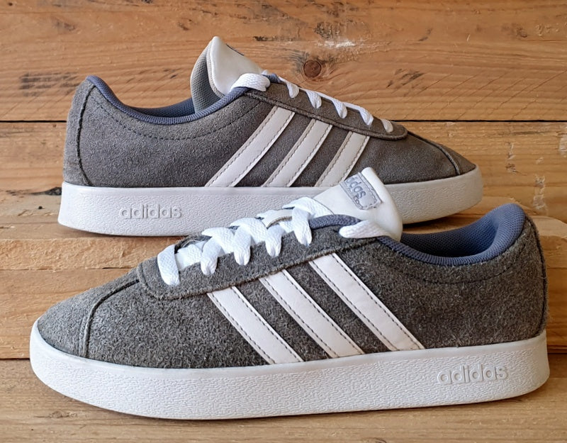 Adidas VL Court 2.0 Low Suede Trainers UK3.5 US4 EU36 B75692 Grey White