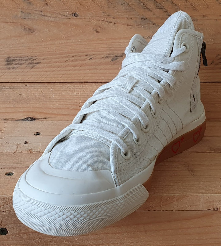 Adidas Nizza Human Made Mid Canvas Trainers UK9.5/US10/EU44 FY5188 Off White/Gum