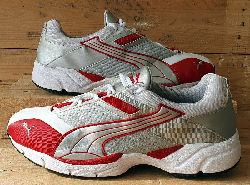 Puma Cell Strike Low Leather Trainers UK9 US10 EU43 180730 01 White Red Silver VintageTrainers