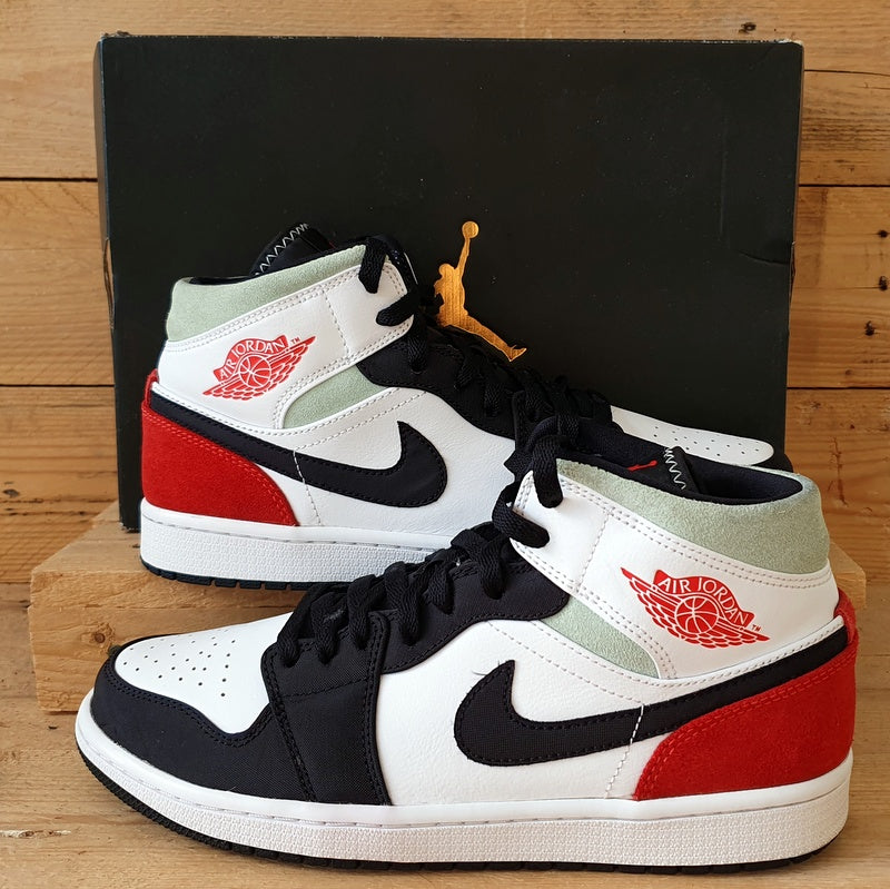 Nike Air Jordan 1 Mid SE Trainers UK8 US9 EU42.5 852542 100 Red Black Toe VintageTrainers