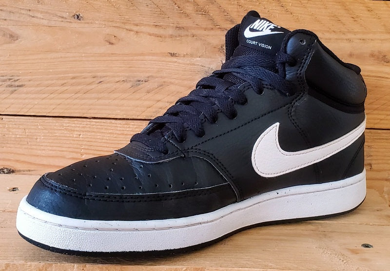 Nike Court Vision Mid Leather Trainers UK6/US7/EU40 DN3577-001 Black/White
