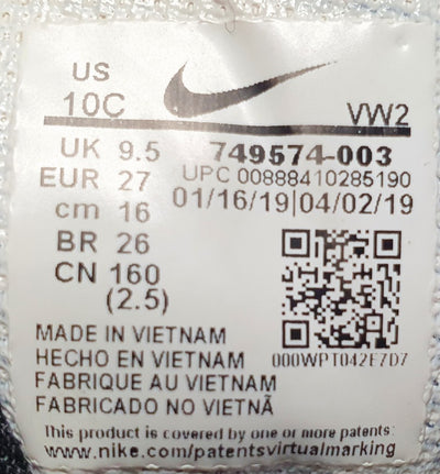 Nike Air Max Invigor Low Textile Kids Trainers 749574-003 Black UK9.5/US10C/EU27