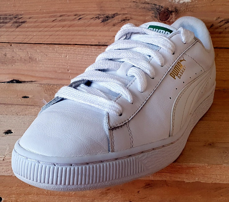 Puma Basket Classic Low Leather Trainers UK7.5 US8.5 EU41 354367 17 Triple White VintageTrainers