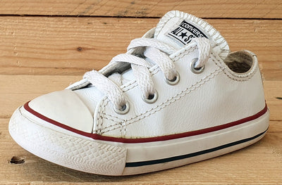 Converse Chuck Taylor OX Low Leather Kids Trainers UK7/US7/E23 735892C White/Red