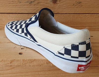 Vans Customs Checkerboard Low Canvas Trainers UK7/US8/EU40.5 Navy Blue/Cream