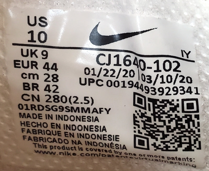 Nike Squash-Type Low Textile/Suede Trainers UK9/US10/EU44 CJ1640-102 Sail/White