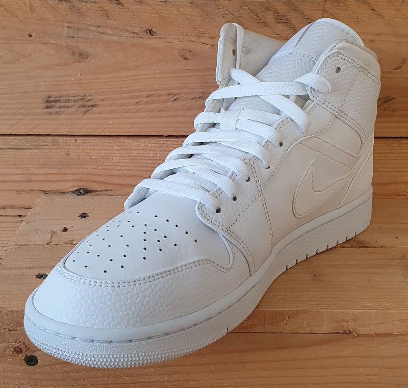 Nike Air Jordan 1 Mid Leather Trainers UK11/US12/EU46 554724-130 Triple White