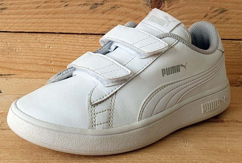 Puma Smash V2 Low Leather Trainers UK1/US2C/EU33 365173-02 Triple White