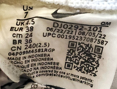 Nike Blazer Platform Low Leather Trainers UK4.5/EU7/EU38 DJ0292-101 White/Black