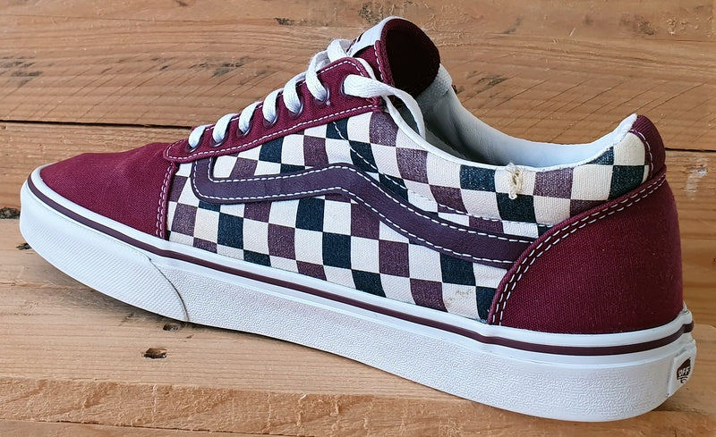 Vans Off The Wall Canvas Trainers UK9.5/US10.5/EU44 500714 Burgundy Checkerboard