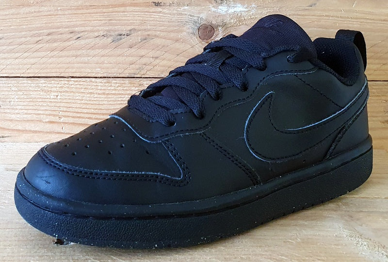 Nike Court Borough Low Leather Trainers UK3/US3.5Y/E35.5 DV5456-002 Triple Black