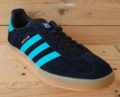 Adidas Gazelle Indoor Low Suede Trainers UK8/US8.5/EU42 EE5732 Black/Aqua/Gum