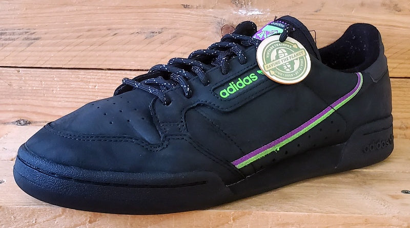 Adidas Continental 80 Low Suede Trainers UK9.5/US10/EU44 FU9392 Black/Purple