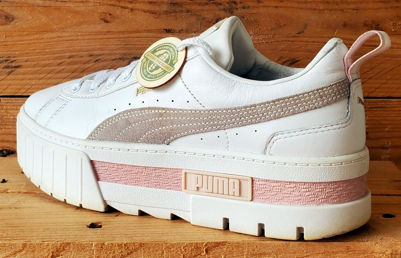 Puma Mayze Platform Low Leather Trainers UK7/US9.5/EU40.5 381983-08 White