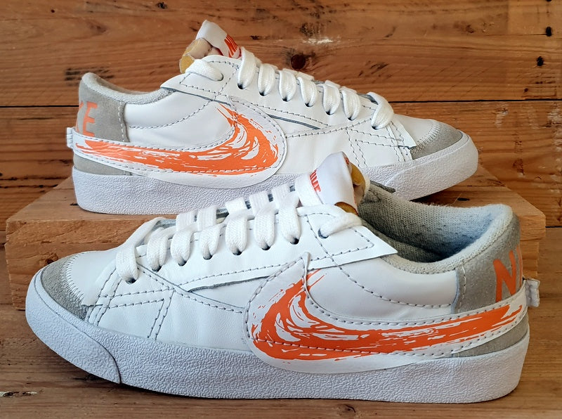 Nike Blazer 77 Jumbo Low Leather Trainers UK8/US9/EU42.5 DX2648-100 White/Orange