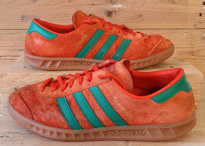 Adidas Originals Hamburg Low Suede Trainers UK8.5/US9/EU42.5 H00447 Orange/Green