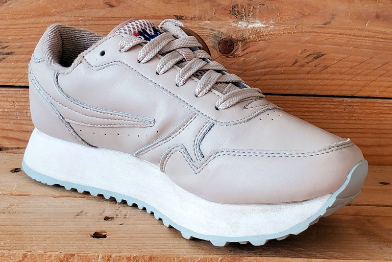 Fila Orbit Zeppa Low Leather Trainers UK4/US6/EU37 1010311 71E Cream/Tan