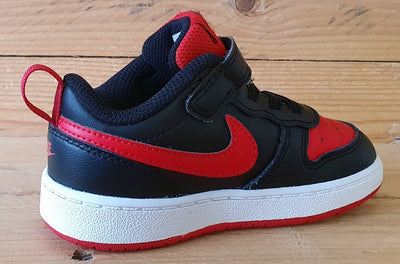 Nike Court Borough Low Leather Kids Trainers UK7.5/US8C/E25 BQ5453-007 Black/Red