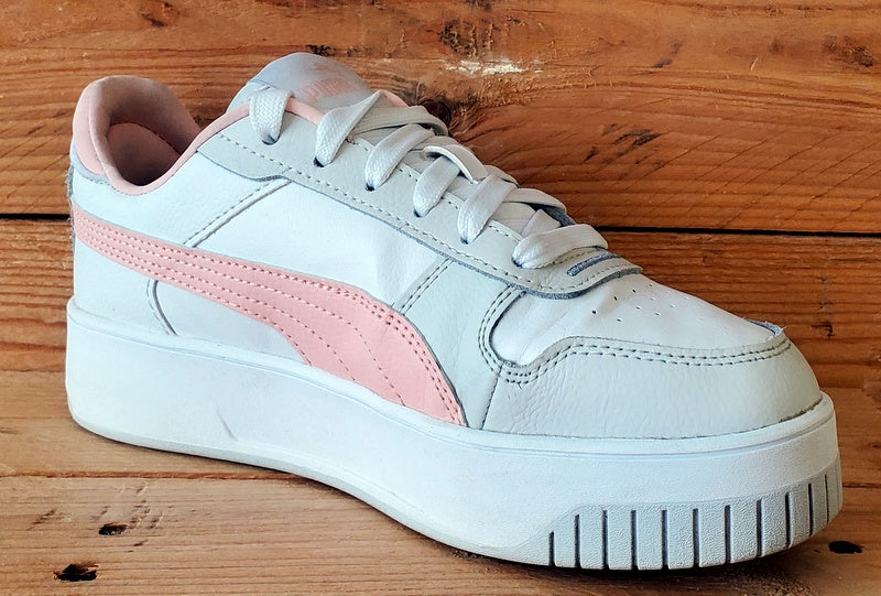 Puma Carina Low Leather Trainers UK4/US5/EU37 393846-04 White/Pink/Grey