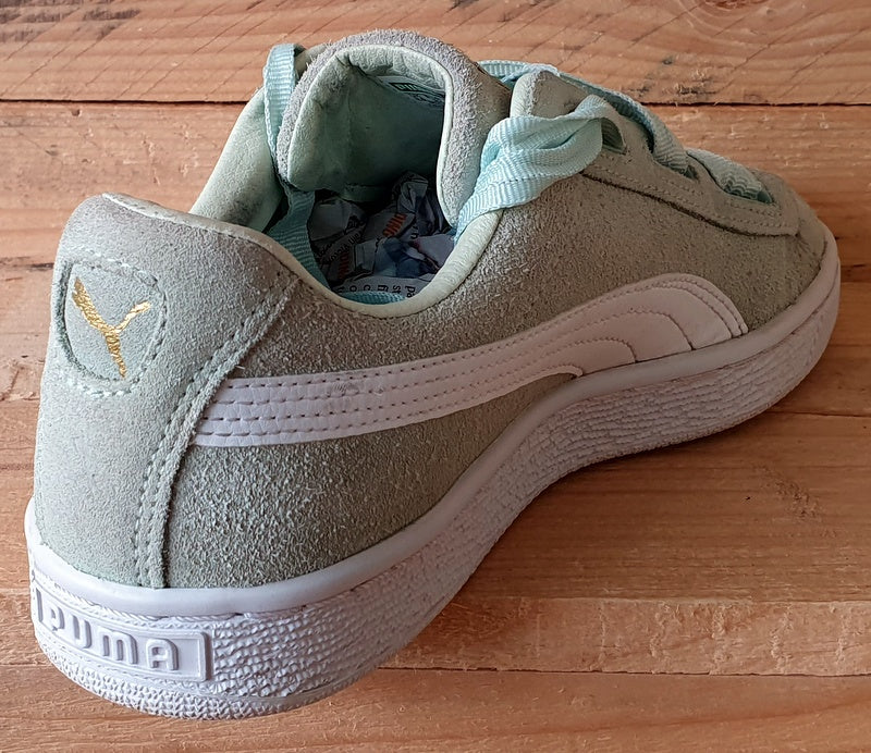 Puma Suede Low Trainers UK5.5 US6.5C EU38.5 367524 01 Light Green White Gold