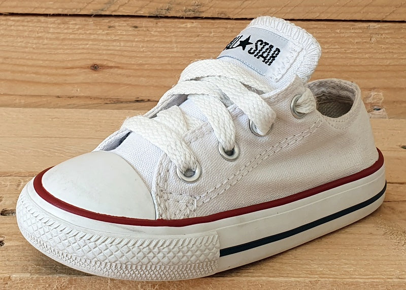 Converse All Star Low Canvas Kids Trainers UK7/US7/EU23 7J256 White/Red