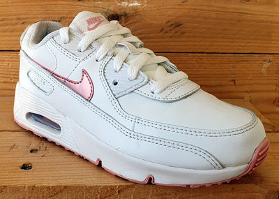 Nike Air Max 90 Low GS Trainers UK2/US2.5Y/EU34 CD6867-115 White Pink Glaze