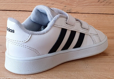 Adidas Grand Court Low Leather Kids Trainers UK8.5K/US9K/EU26 EF0118 White/Black