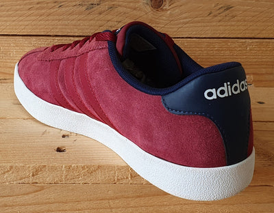 Adidas Court Vulc Low Suede Trainers UK8/US8.5/EU42 BB9636 Burgundy/White