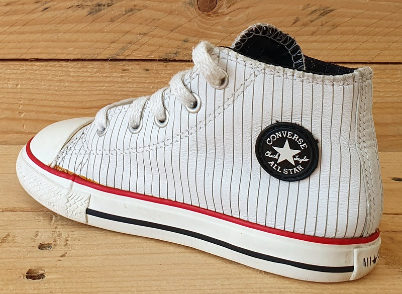 Converse All Star Mid Canvas Kids Trainers UK9/US9/EU25 707523 White Stripe