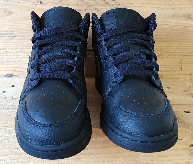 Nike Air Jordan 1 Mid Leather Trainers UK4.5/US5Y/E37.5 554725-091 Triple Black