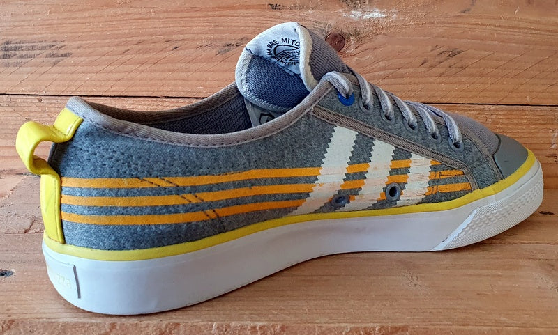 Adidas Nizza Low Canvas Trainers UK8/US8.5/EU42 G03233 Grey/Yellow/Orange