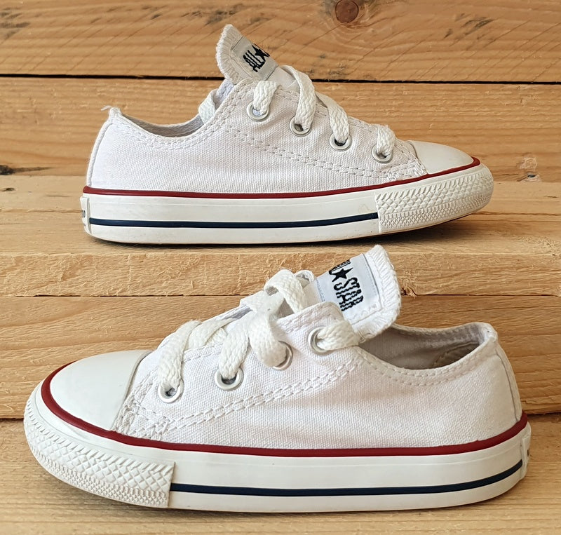 Converse All Star Low Canvas Kids Trainers UK7/US7/EU23 7J256 White/Red