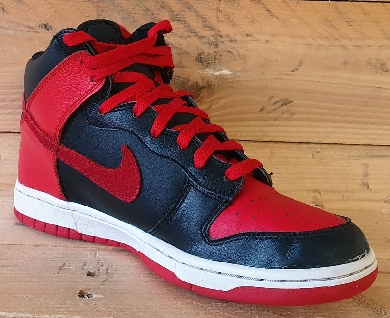 Nike Dunk High GS Leather Trainers UK6/US6.5Y/EU39 308319-029 Black/Red