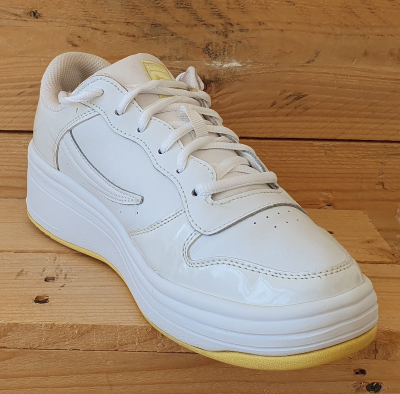 Fila Platform Low Leather Trainers UK7 US9.5 EU41 5FM01018 141 Triple White VintageTrainers