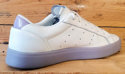 Adidas Sleek Low Leather Trainers UK7/US8.5/EU40.5 FW3461 White/Bliss Purple
