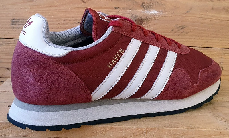 Adidas Haven Low Textile Suede Trainers UK10 US10.5 EU44.5 BB1281 Red White VintageTrainers