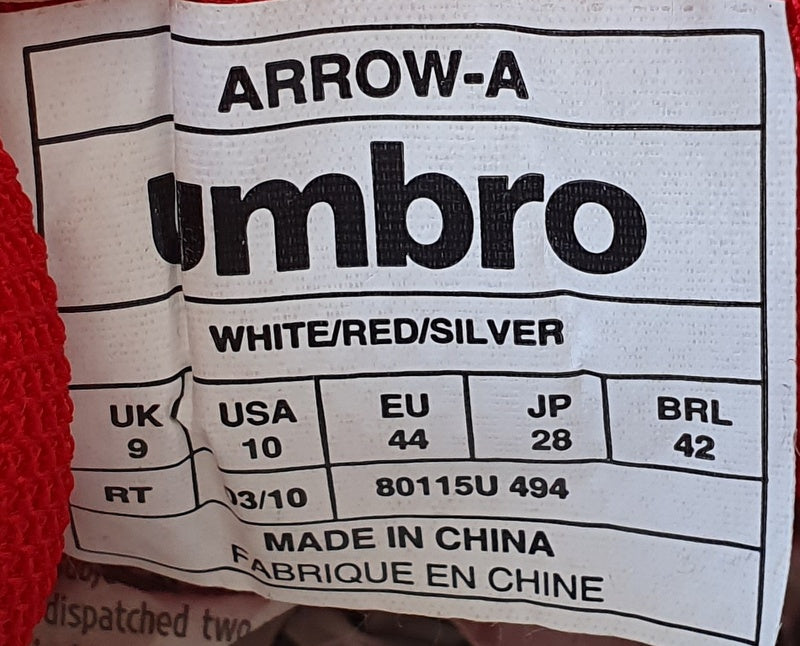 Umbro Arrow Low Textile Trainers UK9/US10/EU44 80115U 494 White/Grey/Red