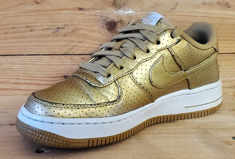 Nike Air Force 1 Low Leather Trainers UK3/US3.5Y/EU35.5 820438-700 Gold/White