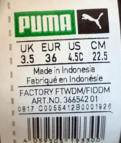 Puma Suede Low Trainers UK3.5/US4.5C/EU36 366542 01 Black/Rose Gold/White