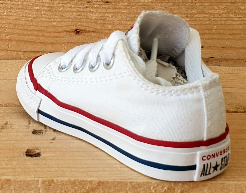 Converse All Star Low Canvas Kids Trainers UK4/US4/EU20 7J256C White/Red