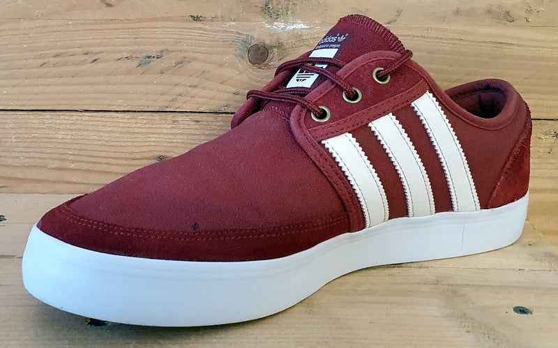 Adidas Seeley Low Canvas/Suede Trainers UK8/US8.5/EU42 G98079 Maroon/White