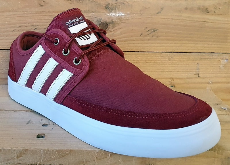 Adidas Seeley Low Canvas/Suede Trainers UK8/US8.5/EU42 G98079 Maroon/White