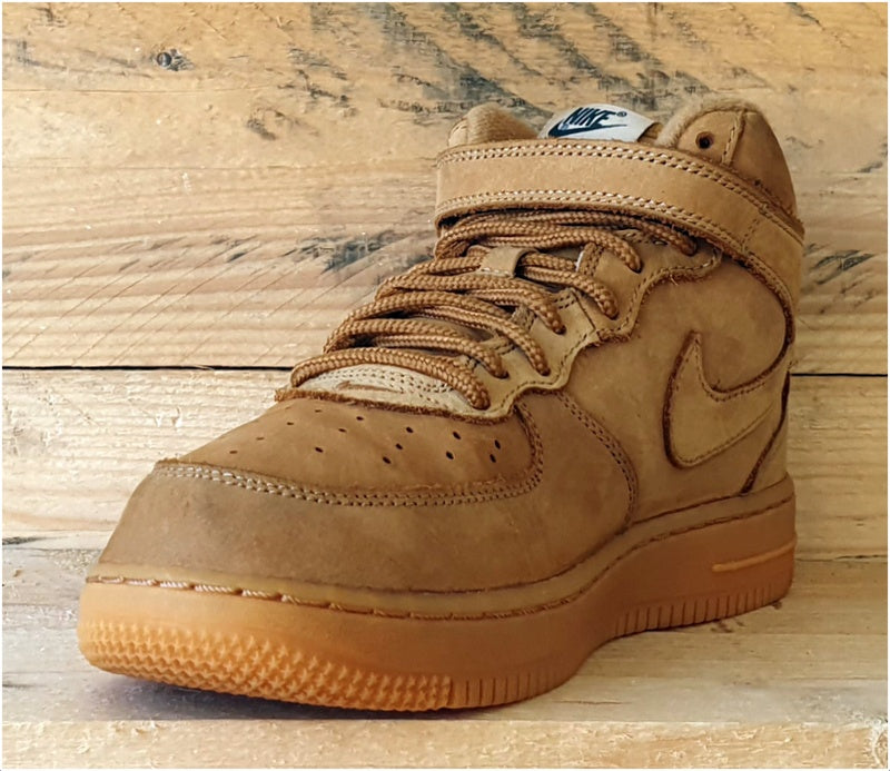 Nike Air Force 1 Mid Suede Trainers UK2.5/US3Y/EU35 859337-200 Flax/Wheat/Gum